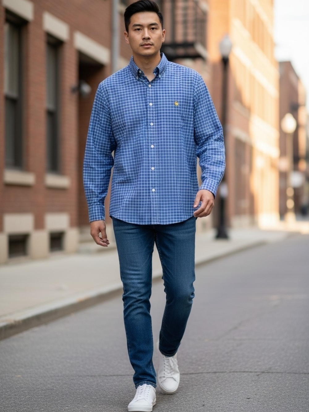 Brooks Brothers Blue Windowpane Button-Down Shirt
